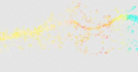 Wave of glowing rainbow bubbles on transparent background 3d animation Stock Footage 155079068