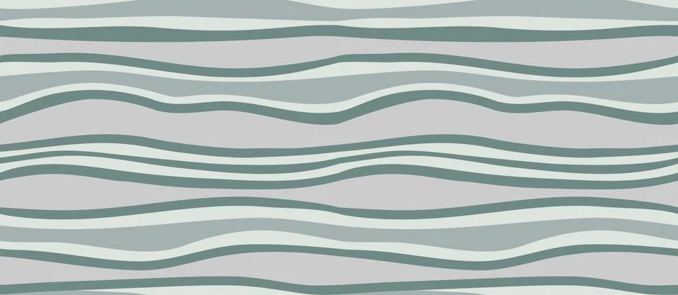 Wave green seamless pattern. Summer pastel colors in hand made art vector Stock Illustration