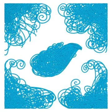 Wave hand-drawn decoration elements Illustrazione stock