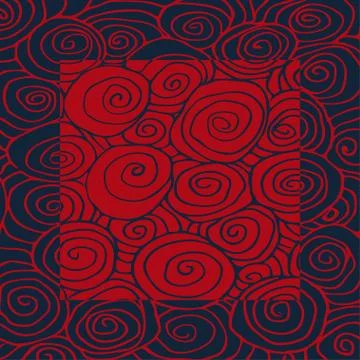 Wave hand drawn pattern, waves frame square abstract background curled pattern Illustrazione stock