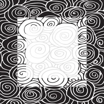 Wave hand drawn pattern, waves frame square abstract background curled pattern 스톡 일러스트