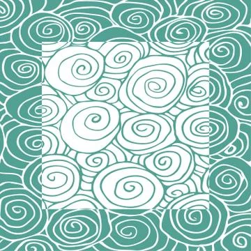 Wave hand drawn pattern, waves frame square  abstract background curled patten Stock Illustration