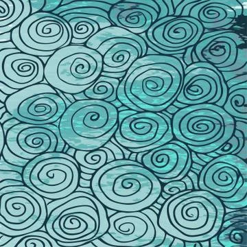 Wave hand drawn pattern, waves abstract background curled pattern Illustrazione stock