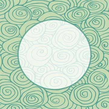 Wave hand drawn pattern, waves frame  circle abstract background curled pattern Stock Illustration