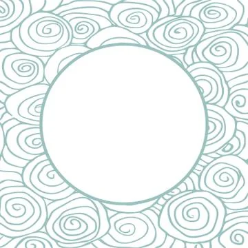 Wave hand drawn pattern, waves frame  circle abstract background curled pattern Illustrazione stock