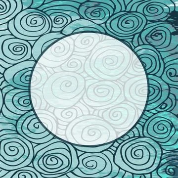Wave hand drawn pattern, waves frame  circle abstract background curled pattern Stockillustratie