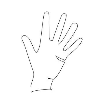 Wave Hand Gesture Single line drawing. Sign and symbol of hand gestures. Sing Stock Illustration