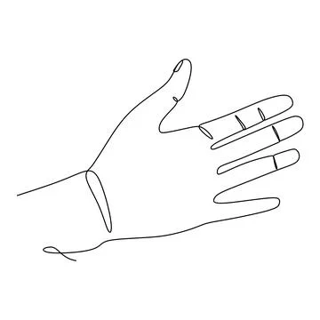 Wave Hand Gesture Single line drawing. Sign and symbol of hand gestures. Sing Stock Illustration