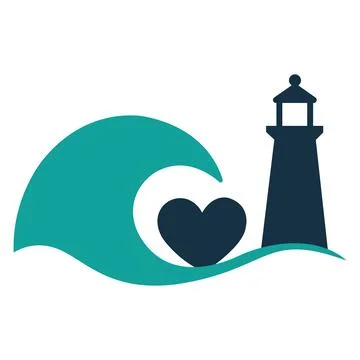 Wave Heart Lighthouse Modern Icon Vector Logo Template Creative Design Ilustración de archivo
