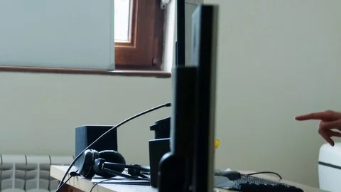 Wave for Hi through the computer Stock Footage 71354031