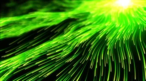 Wave of high speed data particle trails. 3D illustration with depth of field  Stock Illustration