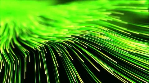 Wave of high speed data particle trails. 3D illustration with depth of field  Stock Illustration