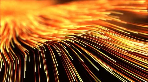 Wave of high speed data particle trails. 3D illustration with depth of field  Illustrazione stock