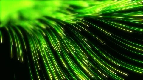 Wave of high speed data particle trails. 3D illustration with depth of field  Stock Illustration