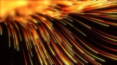 Wave of high speed data particle trails. 3D illustration with depth of field  Stock Illustration