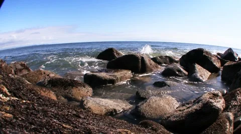 Wave hitting shore Stock Footage 7340661