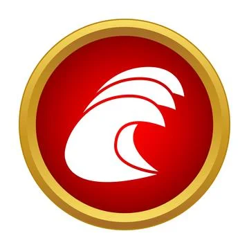Wave icon inside red circle with gold border Stock Illustration