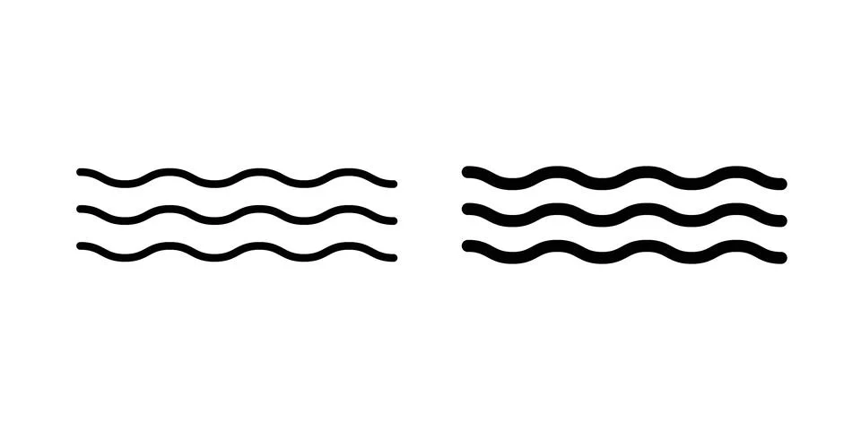 Wave icon linear versions pack on white background Stock Illustration