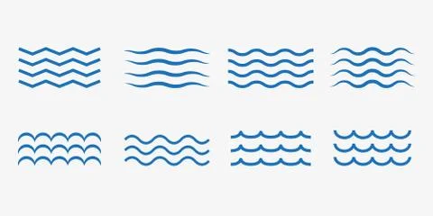 Wave icon set. Vector illustration, flat design. Stock Illustration