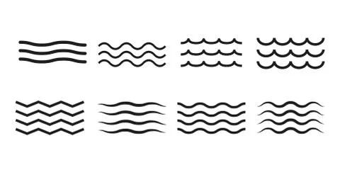 Wave icon set. Vector illustration, flat design. Stock Illustration