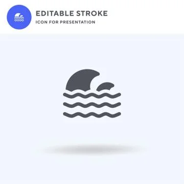 Wave icon vector, filled flat sign, solid pictogram isolated on white, logo Stock Illustration