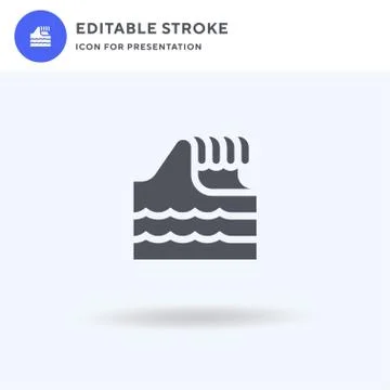 Wave icon vector, filled flat sign, solid pictogram isolated on white, logo Stock Illustration