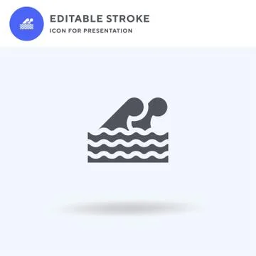 Wave icon vector, filled flat sign, solid pictogram isolated on white, logo Stock Illustration