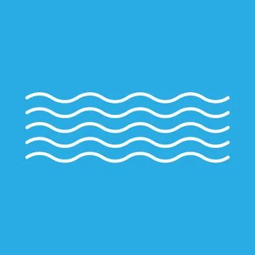 Wave Icon. Vector illustration, flat design. Blue background. Stock Illustration