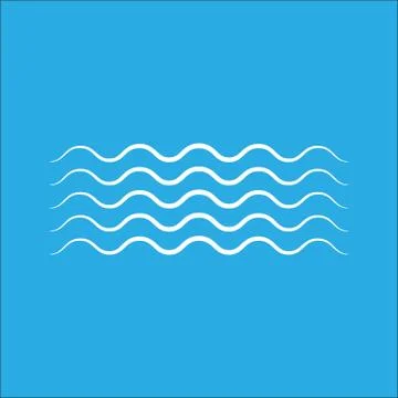 Wave Icon. Vector illustration, flat design. Blue background. Stock Illustration