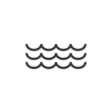 Wave icon on white background. Vector illustrations. Flat design. Stock Illustration