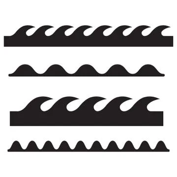 Wave icons set. Waves outline icon. Wave thin line symbol Stock Illustration