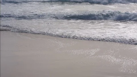 Wave Of the Indian ocean On Sandy Beach in slow motion Stock Footage 80006449