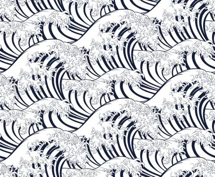 Wave Japanese Repeating Engraved Background Stock Illustration