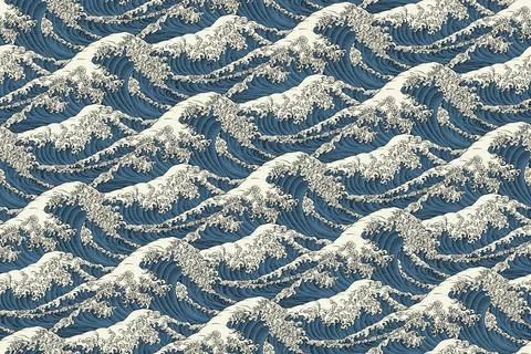 Wave Japanese Seamless Pattern Background Drawing 库存插图
