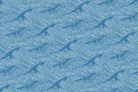 Wave Japanese Seamless Pattern Background Drawing イラスト素材