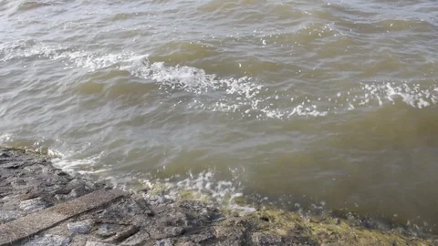 The wave of The lake wased ashore Stock Footage 129209489