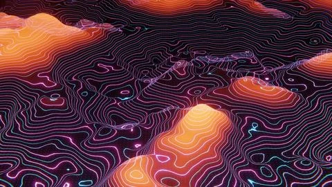 Wave land in a retro style, evoking nostalgic, synth-inspired landscapes with Stock Illustration
