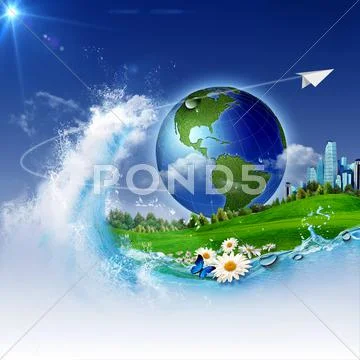 The wave of life. abstract environmrntal backgrounds for your design Stock Photos
