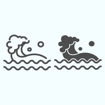 Wave line and solid icon. Water waves splash illustration isolated on white. Sea イラスト素材