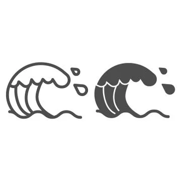 Wave line and solid icon, nautical concept, ocean storm sign on white background 스톡 일러스트
