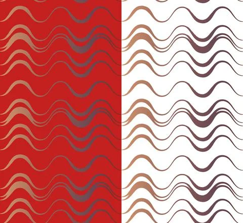 Wave line geometric seamless pattern. Hand painted brush stroke line. Brown Stock Illustration