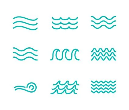 Wave line icon water vector sea flat ocean graphic symbol. Wave minimal logo Stock Illustration