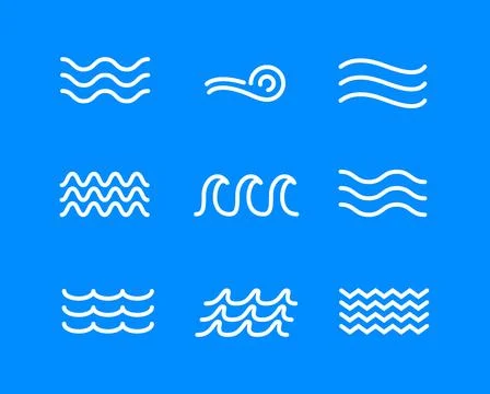 Wave line icon water vector sea flat ocean graphic symbol. Wave minimal logo Stock Illustration