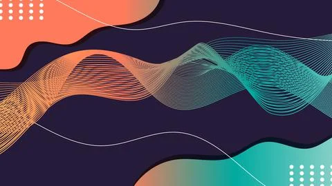 Wave Lines Abstract Background with Orange and Blue Color Stock Illustration