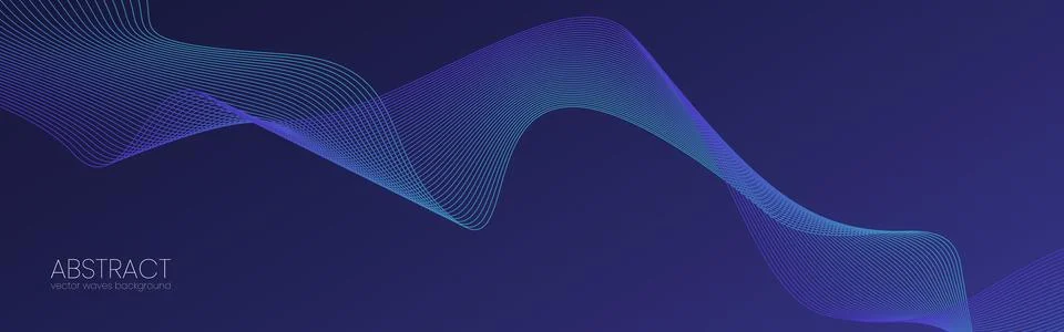 Wave lines background. Abstract technology design with flowing digital blue w Stock Illustration