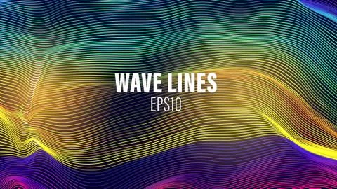 Wave lines flow vector array. Wave lines color abstract background. flow patt イラスト素材