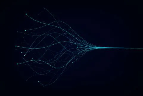 Wave lines flowing dynamic. Artificial intelligence deep learning Illustrazione stock