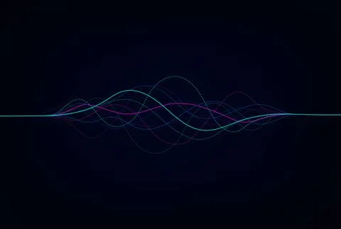 Wave lines flowing dynamic. Artificial intelligence deep learning visualizati Stock Illustration