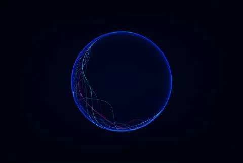 Wave lines flowing dynamic. Artificial intelligence deep learning visualizati Stock Illustration