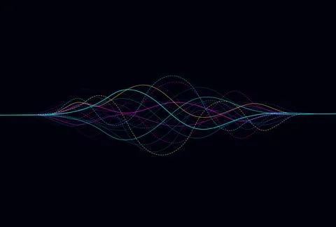 Wave lines flowing dynamic. Artificial intelligence deep learning Illustrazione stock